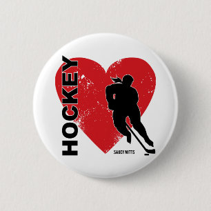 Chapa Redonda De 5 Cm Llamarada del hockey del corazón del amor de los