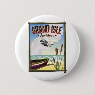 Chapa Redonda De 5 Cm Llavero de cartel de viaje de Grand Isle, Louisian