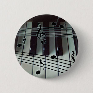 Chapa Redonda De 5 Cm Llaves del piano y notas de la música