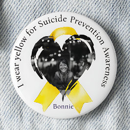Chapa Redonda De 5 Cm Llevo Amarillo para Foto de Prevención del Suicidi
