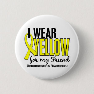 Chapa Redonda De 5 Cm Llevo el amarillo para mi endometriosis del amigo