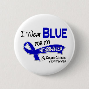 Chapa Redonda De 5 Cm Llevo el azul para mi cáncer de colon del suegro