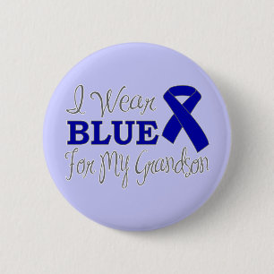 Chapa Redonda De 5 Cm Llevo el azul para mi nieto (Blue Ribbon)