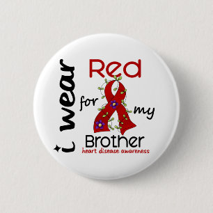Chapa Redonda De 5 Cm Llevo el rojo para mi enfermedad cardíaca de