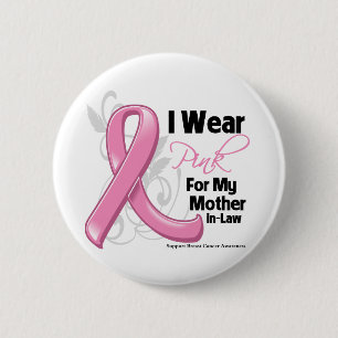 Chapa Redonda De 5 Cm Llevo el rosa para mi suegra - cáncer de pecho