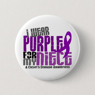 Chapa Redonda De 5 Cm Llevo la púrpura para la mi enfermedad de Crohn d