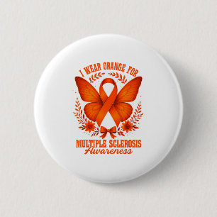 Chapa Redonda De 5 Cm Llevo Naranja Para La Conciencia De Esclerosis Múl