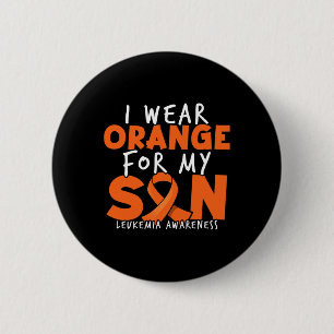 Chapa Redonda De 5 Cm Llevo Naranja Para Mi Hijo. Naranja Leucemia Aware