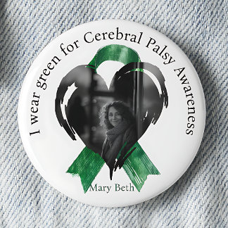 Chapa Redonda De 5 Cm Llevo Verde para la Conciencia de Parálisis Cerebr