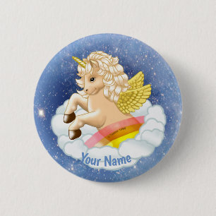 Chapa Redonda De 5 Cm Lluvia de Bebé Unicornio pin