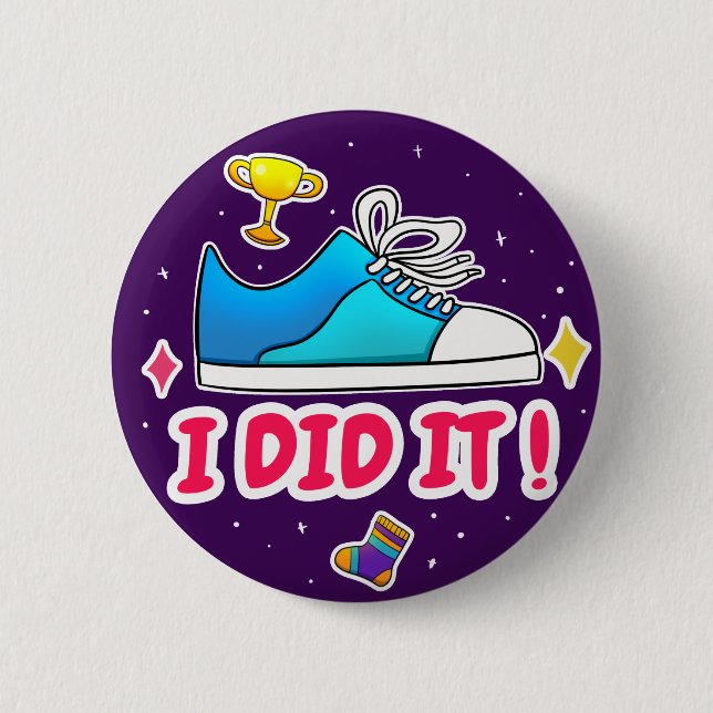 Chapa Redonda De 5 Cm Lo Hice - Bandera redonda de 2 1/4" - Púrpura (Anverso)