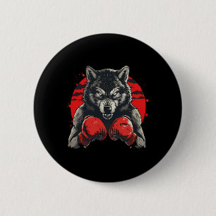 Chapa Redonda De 5 Cm Lobo Boxeador Con Guantes De Boxeo Kickboxing Boxe