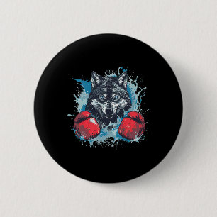 Chapa Redonda De 5 Cm Lobo boxeador con guantes de boxeo kickboxing dive