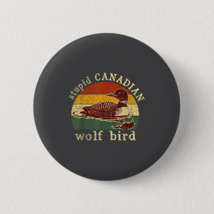 Chapa Redonda De 5 Cm Lobo canadiense divertido pájaro somormujo somormu