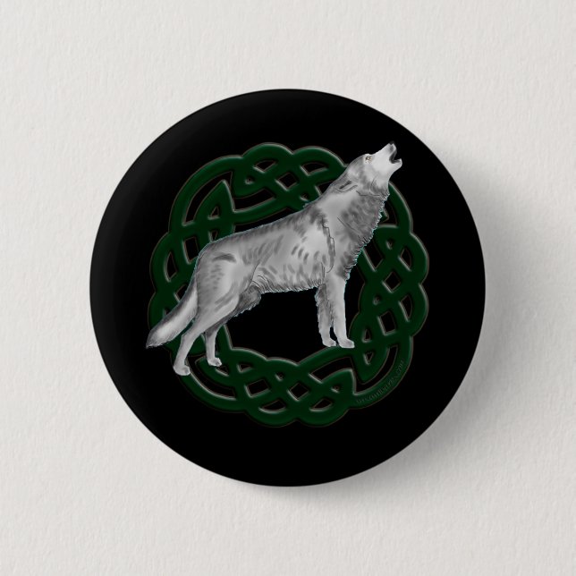 Chapa Redonda De 5 Cm Lobo céltico (Anverso)