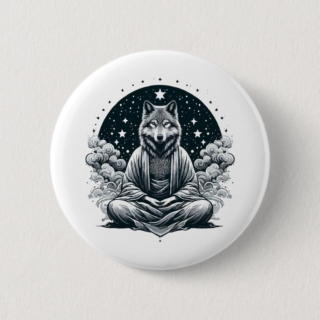 Chapa Redonda De 5 Cm Lobo Consciente (Anverso)