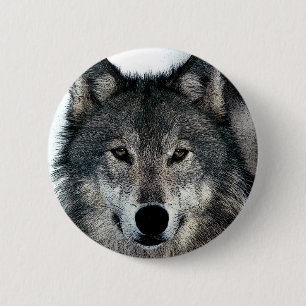 Chapa Redonda De 5 Cm Lobo gris