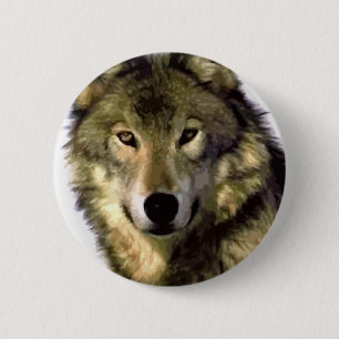Chapa Redonda De 5 Cm Lobo gris