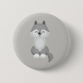 Chapa Redonda De 5 Cm Lobo gris suave