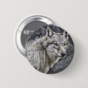 Chapa Redonda De 5 Cm Lobo [Insígnia redonda de hojalata]