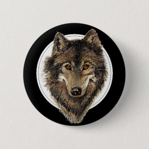 Chapa Redonda De 5 Cm Lobo, lobos, acuarela animal, naturaleza
