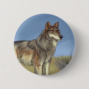 Chapa Redonda De 5 Cm Lobo mexicano