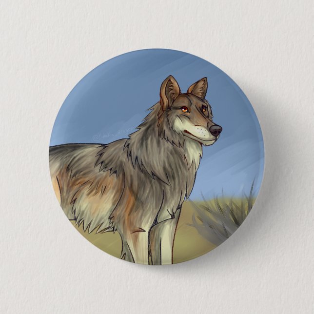 Chapa Redonda De 5 Cm Lobo mexicano (Anverso)