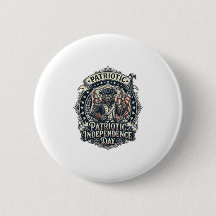 Chapa Redonda De 5 Cm Lobo Patriota Patriótico Horror Monstruo Patriota