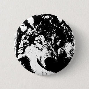 Chapa Redonda De 5 Cm Lobo solitario