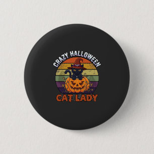 Chapa Redonda De 5 Cm Loc Lady gato de Halloween sombrero de bruja de ca