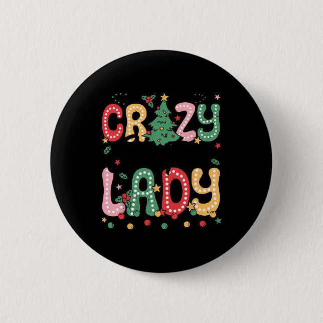 Chapa Redonda De 5 Cm Locos Navidades Lady Retro Fiesta Locos Navidades (Anverso)