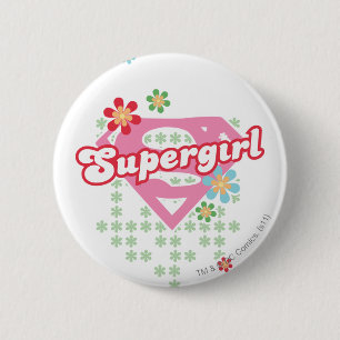 Chapa Redonda De 5 Cm Locura de la flor de Supergirl