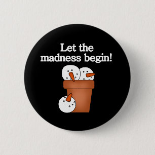 Chapa Redonda De 5 Cm Locura navideña de Snowman