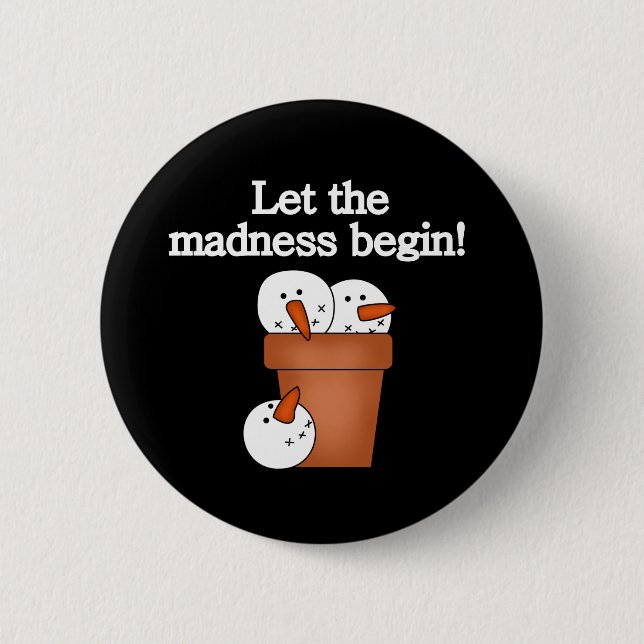 Chapa Redonda De 5 Cm Locura navideña de Snowman (Anverso)