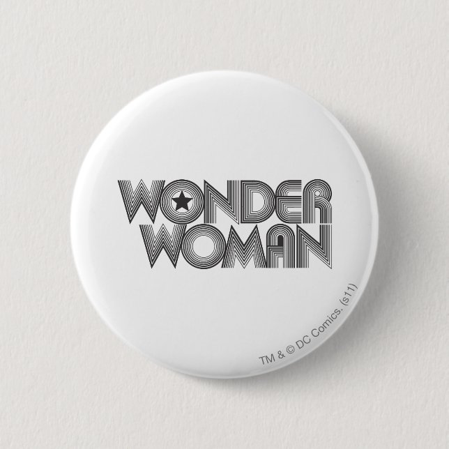 Chapa Redonda De 5 Cm Logo 3 de Wonder Woman B&W (Anverso)