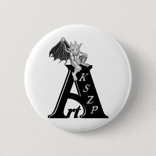 Chapa Redonda De 5 Cm Logo de Art KSZP mit Golem Gargoyle