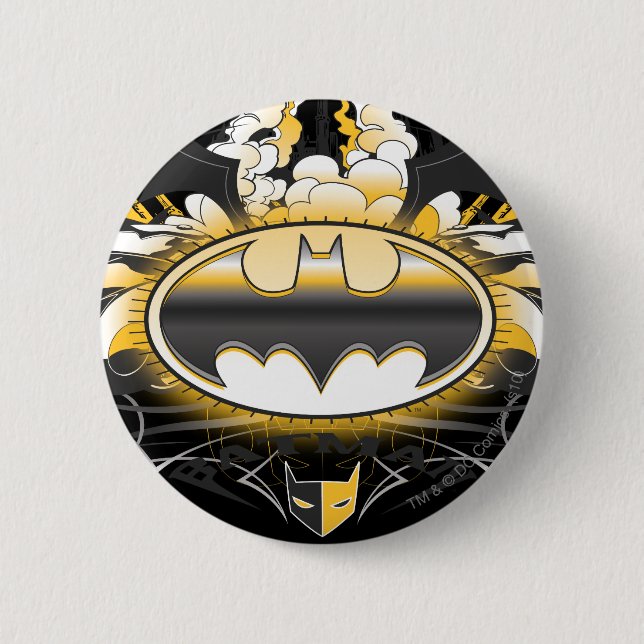 Chapa Redonda De 5 Cm Logo de Batman con coches (Anverso)