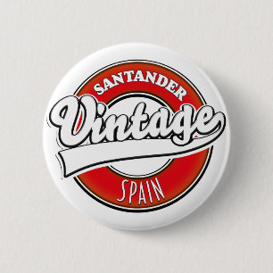 Chapa Redonda De 5 Cm Logo de estilo vintage de Santander España
