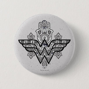 Chapa Redonda De 5 Cm Logo De La Mujer Espiritual Paisley Hamsa
