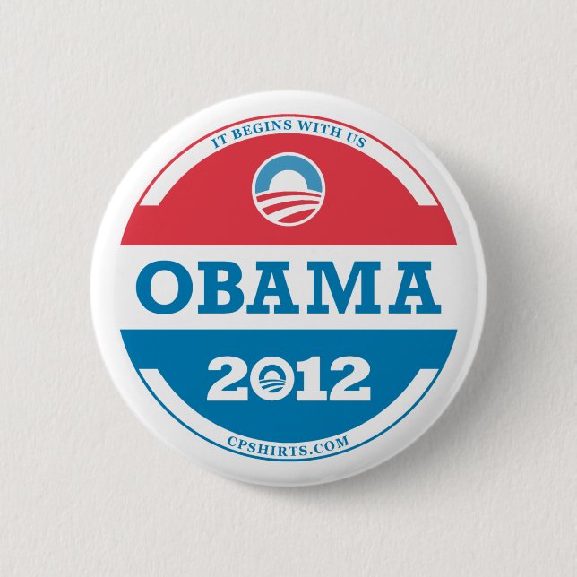 Chapa Redonda De 5 Cm Logo de Obama 2012 (Anverso)