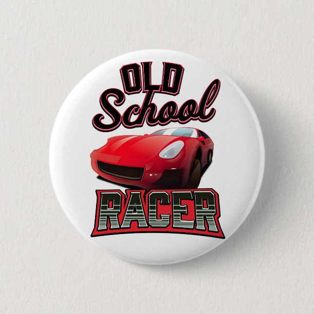 Chapa Redonda De 5 Cm Logo de Old School Racer (Anverso)