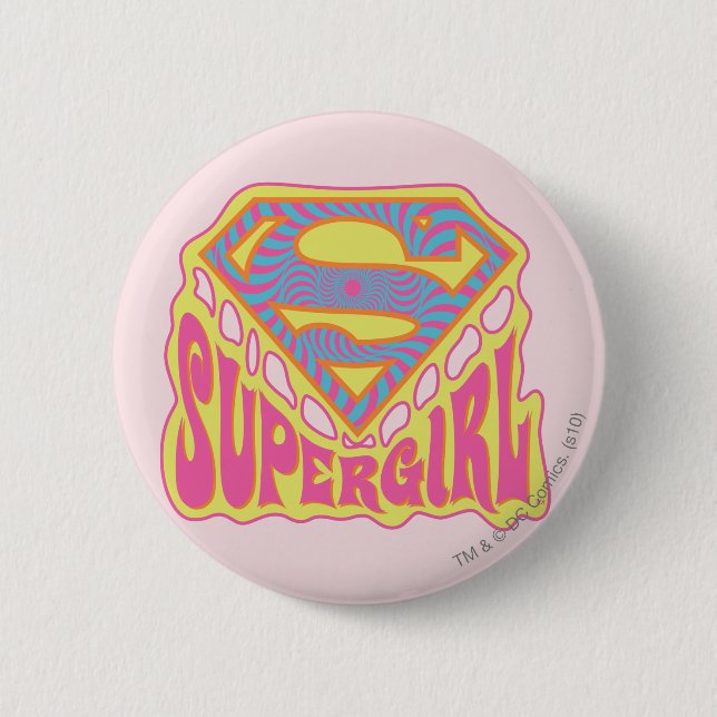 Chapa Redonda De 5 Cm Logo de Supergirl Groovy (Anverso)