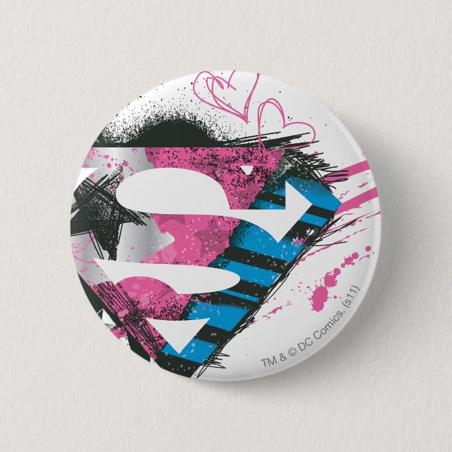 Chapa Redonda De 5 Cm Logo de Supergirl Hearts (Anverso)