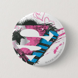 Chapa Redonda De 5 Cm Logo de Supergirl Hearts