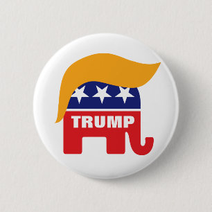Chapa Redonda De 5 Cm Logo del elefante del Partido Republicano con el p