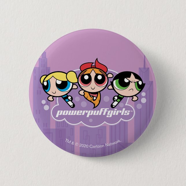 Chapa Redonda De 5 Cm Logo del equipo de Chicas Powerpuff (Anverso)
