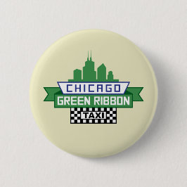 Chapa Redonda De 5 Cm Logo del Taxi de la Cinta Verde de Chicago - Fan A