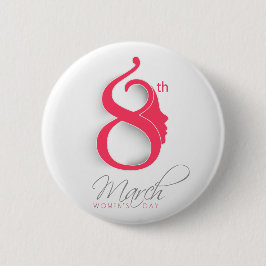 Chapa Redonda De 5 Cm Logo rosa del Día Internacional de la Mujer - Toda