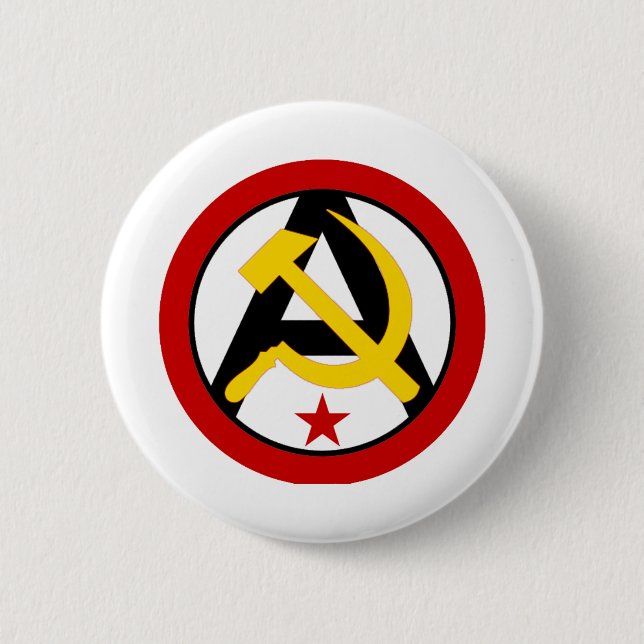Chapa Redonda De 5 Cm logotipo Anarcho-comunista (Anverso)