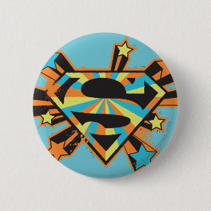 Chapa Redonda De 5 Cm Logotipo colorido de las estrellas de Supergirl
